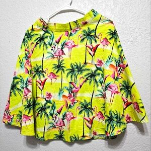 Tropical Flamingo Print Blouse